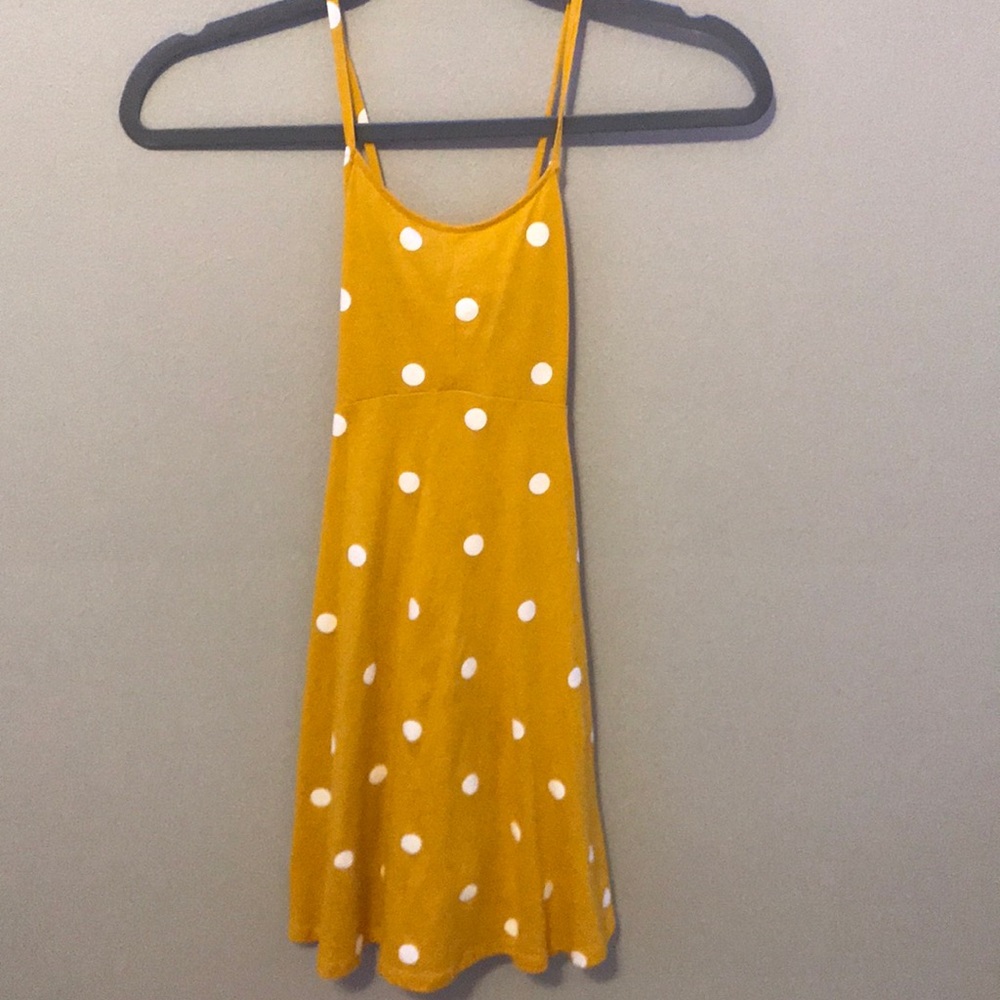 yellow and white polka dot dress Old Navy